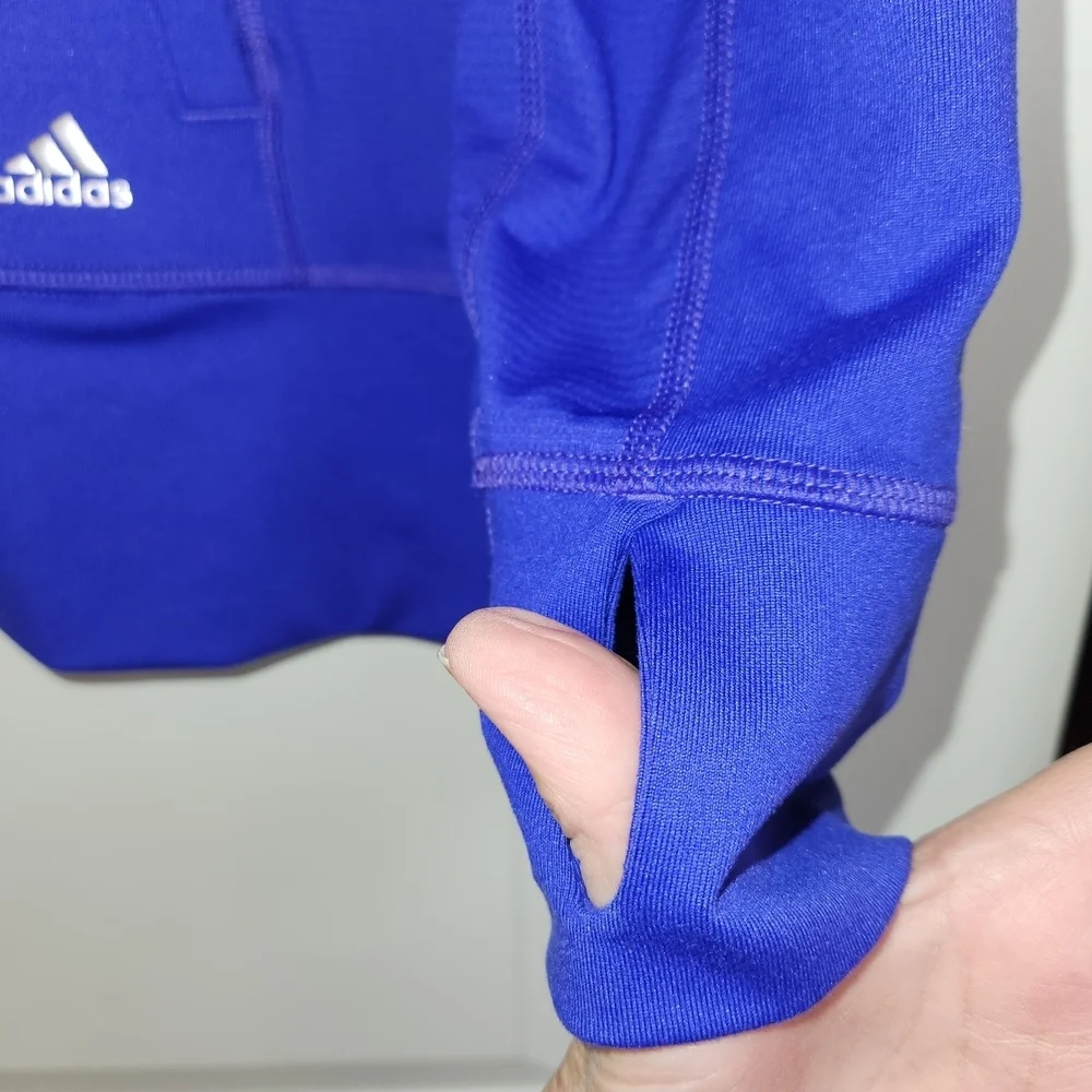 Adidas Vibrant Blue Full Zip Climalite Jacket Size S Front & Back Ruching Soft
